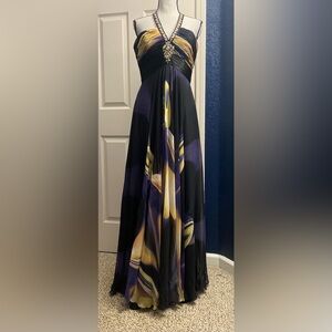 Elegant Black and Yellow Maxi Dress